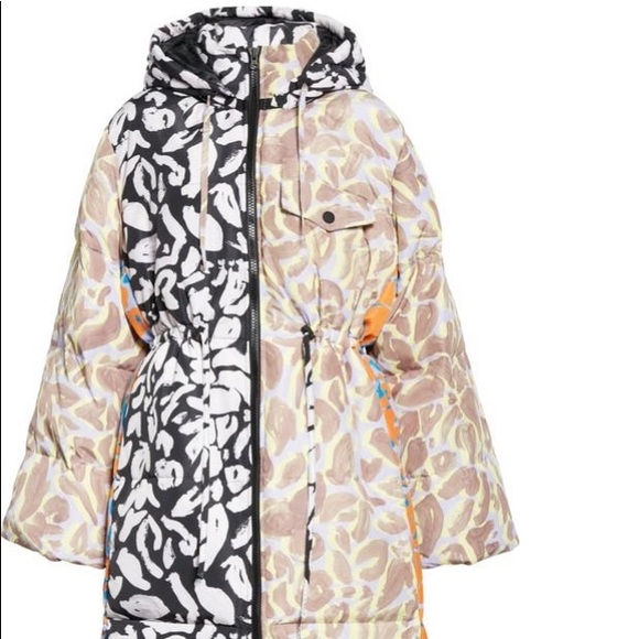 SOLD Stine Goya Abstract Leaf Mix Print Puffer Coat - Picture 2 of 6